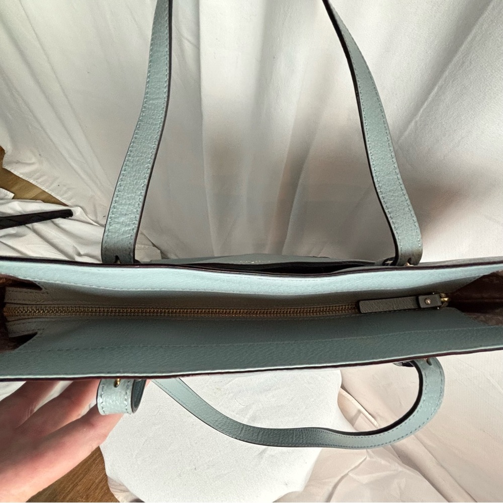 Kate Spade New Yorker Sawyer Street Maxi Baby Blue Leather XL Tote  12” x 13”‎ - Picture 5 of 14